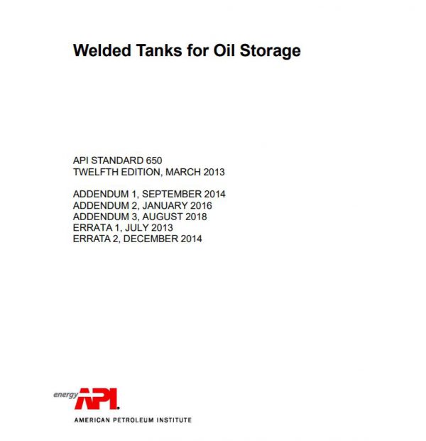 api 650 12th edition welded steel tanks for oil storage pdf