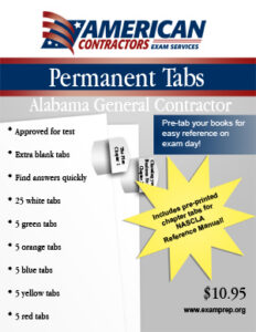 Permanent Tabs for the Alabama Business & Project Management book - General Contractor edition