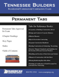 Permanent Tabs for the Tennessee Residential/Commercial Exam Reference Books