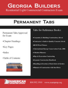 Permanent Tabs for the Georgia Residential Light Commercial Exam Reference Books