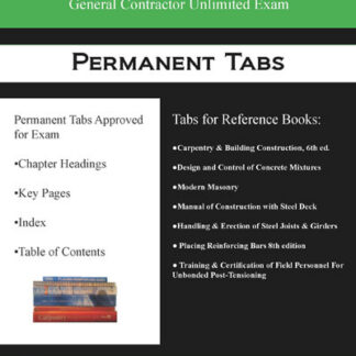 Permanent Tabs for the South Carolina General Contractor Unlimited Exam Reference Books